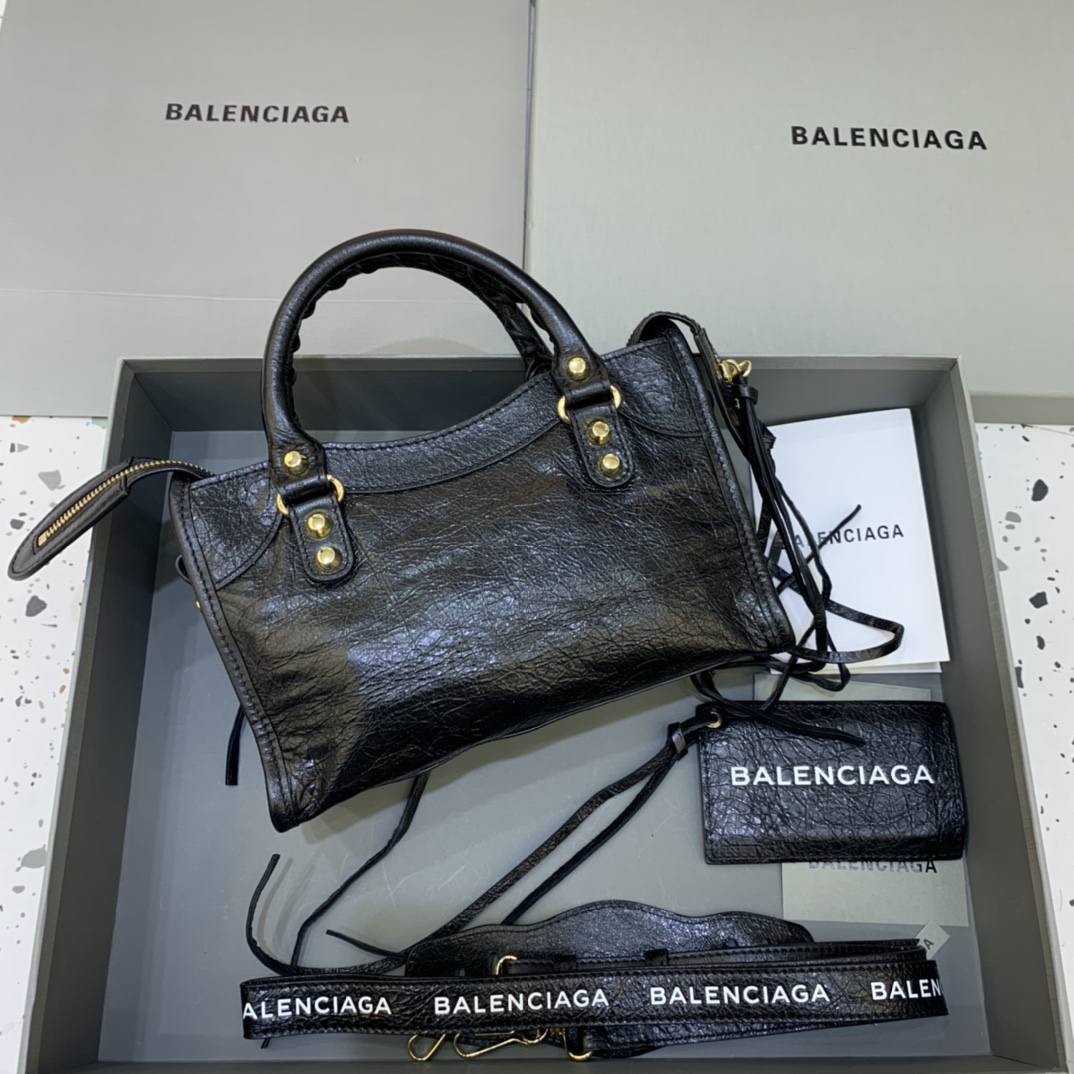 Balenciaga Classic City Mini Handbag Shoulder Bag Black/Gold